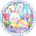 Wreath Sign, Happy Easter Sign, Round Easter Sign, Plaid Easter, DECOE-538, Sign For Wreath, DecoExchange - DecoExchange