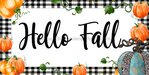 Wreath Sign, Hello Fall Sign, Fall Sign, 6x12" Metal Sign DECOE-718, Sign For Wreath, DecoExchange - DecoExchange