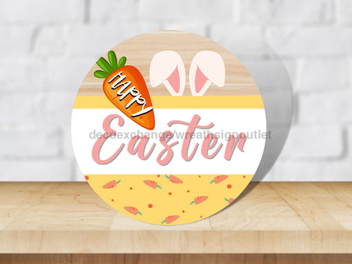 Wreath Sign Hello Spring Yellow Bunny Easter 10 Round Metal Decoe-4083 For Decoexchange
