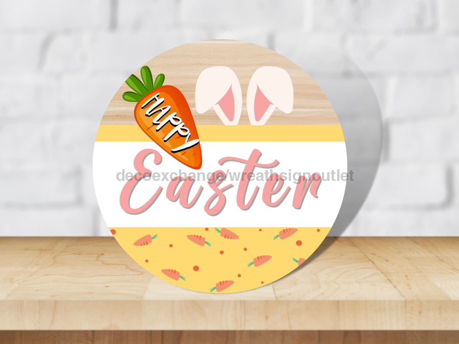 Wreath Sign Hello Spring Yellow Bunny Easter 10 Round Metal Decoe-4083 For Decoexchange