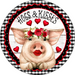 Wreath Sign, Hogs and Kisses, Valentine Sign, 18" Wood Round  Sign DECOE-253, Sign For Wreath, DecoExchange