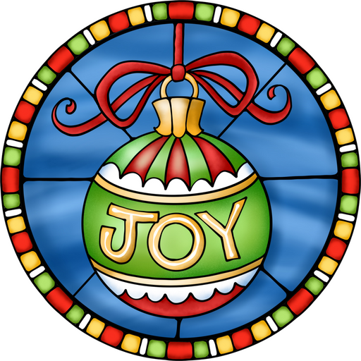 Wreath Sign, Joy Sign, Christmas Sign, Stained Glass, DECOE-1113, Sign For Wreath, DecoExchange - DecoExchange®