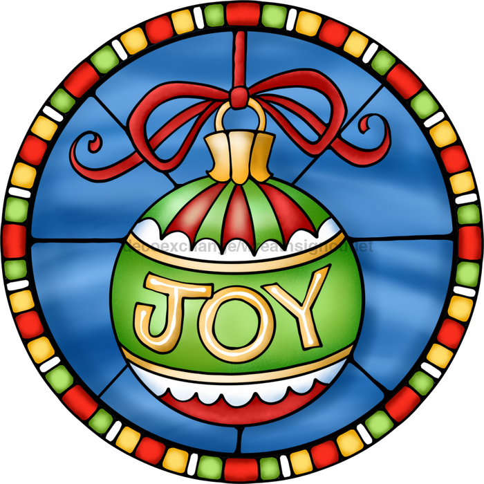 Wreath Sign, Joy Sign, Christmas Sign, Stained Glass, DECOE-1113, Sign For Wreath, DecoExchange - DecoExchange®