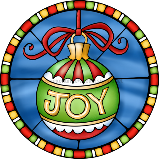 Wreath Sign, Joy Sign, Christmas Sign, Stained Glass, DECOE-1113, Sign For Wreath, DecoExchange - DecoExchange®