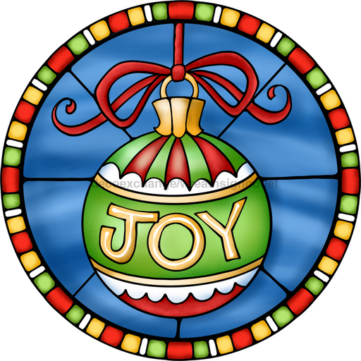 Wreath Sign, Joy Sign, Christmas Sign, Stained Glass, DECOE-1113, Sign For Wreath, DecoExchange - DecoExchange®