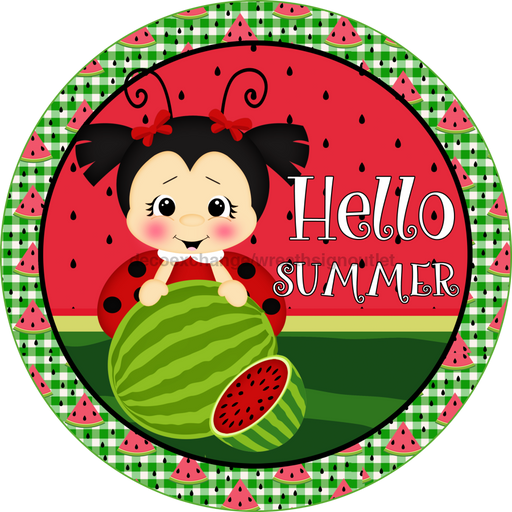 Wreath Sign, Ladybug Sign, Watermelon Sign, Summer Sign, Round Sign, DECOE-514, Sign For Wreath, DecoExchange - DecoExchange