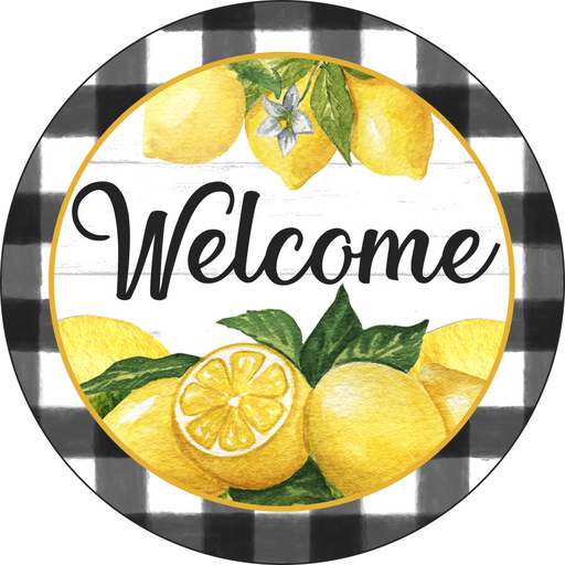 Wreath Sign, Lemon Sign, Welcome Sign, 10" Round Metal Sign DECOE-274, Sign For Wreath, DecoExchange - DecoExchange