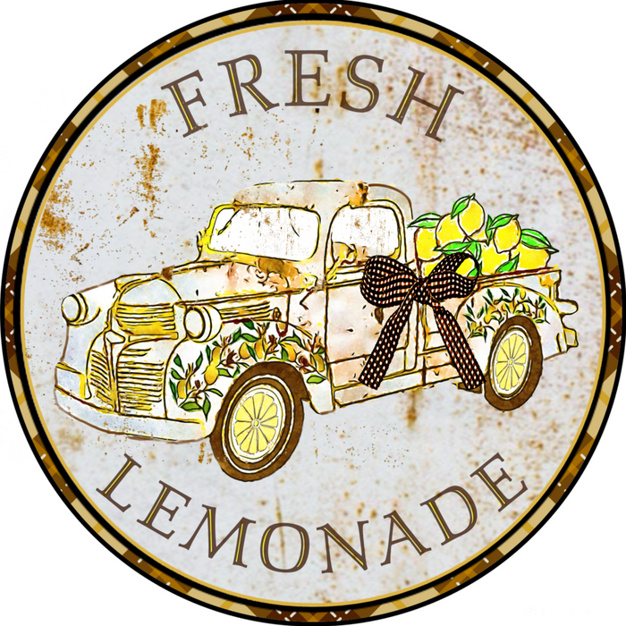 Wreath Sign, Lemonade Sign, Rustic Sign, 18" Wood Round  Sign DECOE-297, Sign For Wreath, DecoExchange