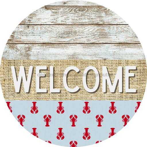 Wreath Sign, Lobster Sign, Crawfish Sign, Crustaceancore Sign, DECOE-2087, Sign For Wreath, Round Sign, DecoExchange - DecoExchange®