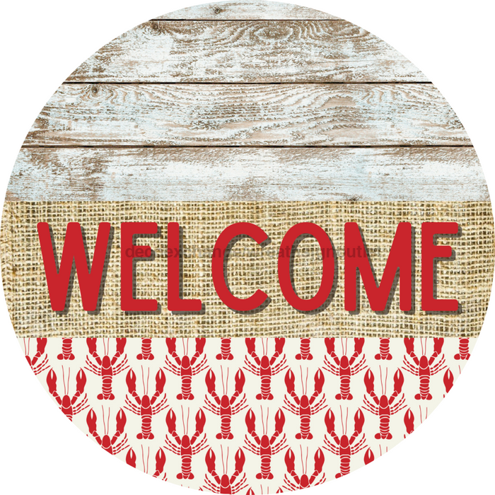 Wreath Sign, Lobster Sign, Crawfish Sign, Crustaceancore Sign, DECOE-2088, Sign For Wreath, Round Sign, DecoExchange - DecoExchange®
