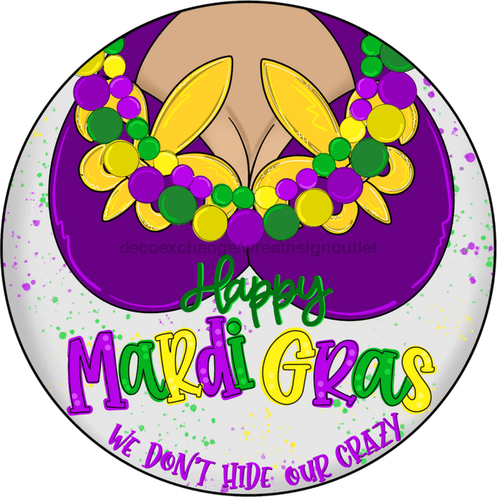 Wreath Sign, Mardi Gras Sign, 10" Round Metal Sign CR-033, DecoExchange, Sign For Wreath - DecoExchange