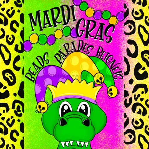 Wreath Sign, Mardi Gras Sign, 8"x10" Metal Sign CR-025, DecoExchange, Sign For Wreath - DecoExchange