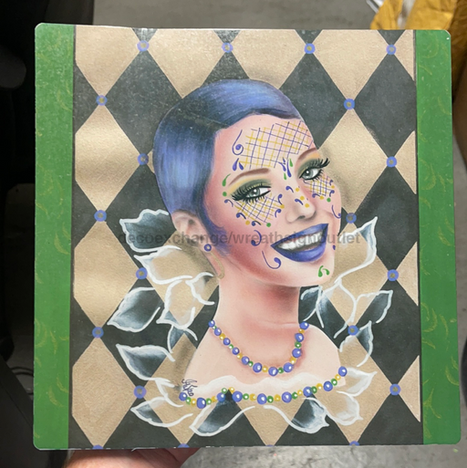 Wreath Sign, Mardi Gras Face (2) Metal Sign 12"x12" IW-011 - DecoExchange Exclusive, DecoExchange, Sign For Wreaths - DecoExchange