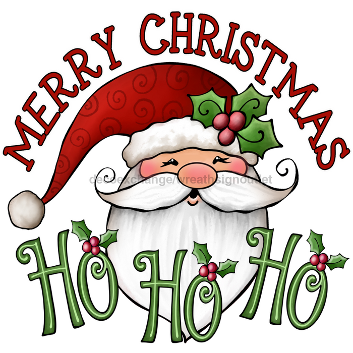 Wreath Sign, Merry Christmas Ho Ho Ho - 12" Round Metal Sign - DECOE-056, DecoExchange, Sign For Wreaths - DecoExchange