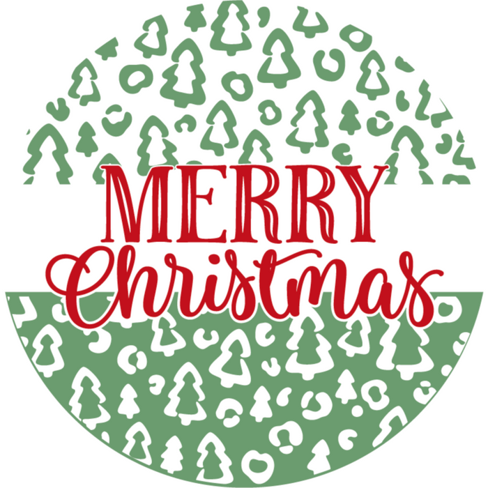 Wreath Sign, Merry Christmas Leopard, Christmas Sign, 18" Wood Round,  Sign, DECOE-570, DecoExchange, Sign For Wreath
