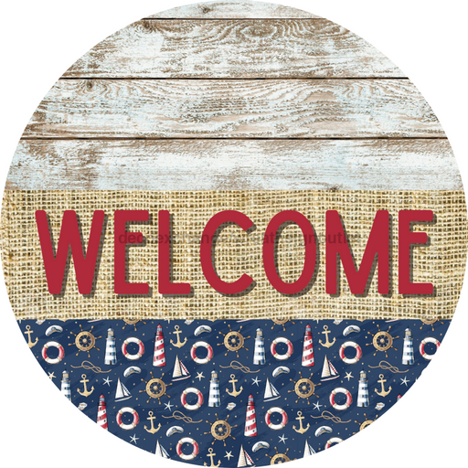 Wreath Sign, Nautical Sign, Beach Sign, DECOE-2098, Sign For Wreath, Round Sign, DecoExchange - DecoExchange®