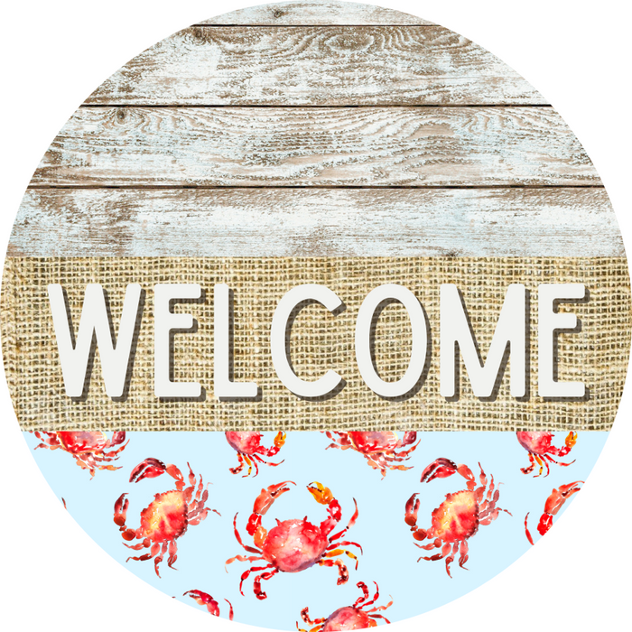 Wreath Sign, Nautical Sign, Crab Sign, Crustaceancore Sign, DECOE-2082, Sign For Wreath, Round Sign, DecoExchange - DecoExchange®