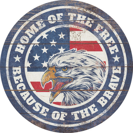 Wreath Sign, Patriotic Eagle Sign, Round Patriotic Sign, DECOE-486, Sign For Wreath, DecoExchange - DecoExchange