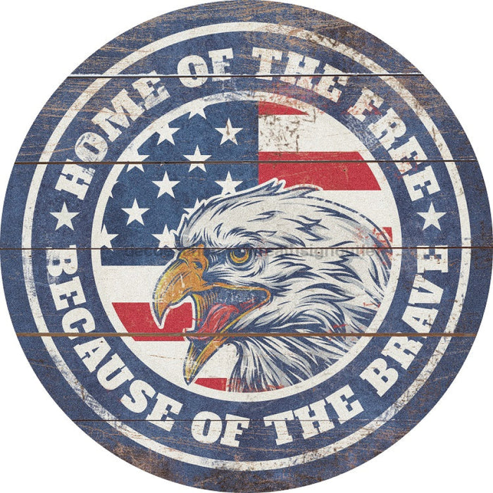 Wreath Sign, Patriotic Eagle Sign, Round Patriotic Sign, DECOE-486, Sign For Wreath, DecoExchange - DecoExchange
