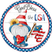 Wreath Sign, Patriotic Sign, Patriotic Gnome, 10" Round, Metal Sign, DECOE-111, DecoExchange, Sign For Wreath - DecoExchange