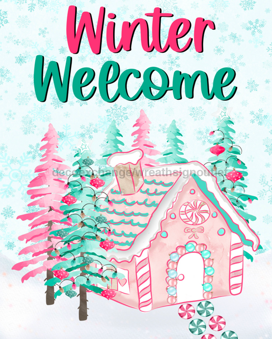 Wreath Sign, Pink and Mint Christmas, Christmas Candy Sign, Christmas Sign, 8x10"Metal Sign DECOE-358, Sign For Wreath, DecoExchange - DecoExchange