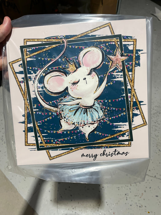 Wreath Sign, Pink Christmas Mouse 10"x10" Metal Sign DECOE-222, Sign For Wreath, DecoExchange - DecoExchange