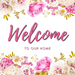 Wreath Sign, Pink Floral Welcome, 10"x10" Metal Sign DECOE-605, Sign For Wreath, DecoExchange - DecoExchange