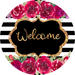 Wreath Sign, Pink Welcome Sign, Floral Sign, 12" Round Metal Sign DECOE-809, Sign For Wreath, DecoExchange - DecoExchange