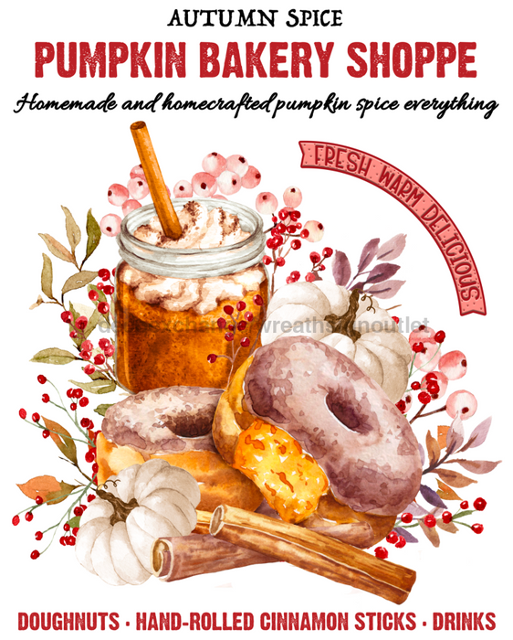 Wreath Sign, Pumpkin Bakery Shoppe, Fall Sign, 8x10", Metal Sign DECOE-748, Sign For Wreath, DecoExchange - DecoExchange