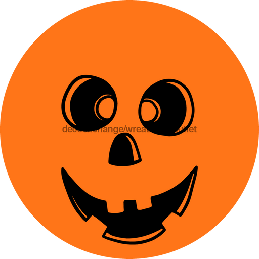 Wreath Sign Pumpkin Face Decoe-2356 For Round 10 Metal