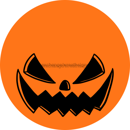 Wreath Sign Pumpkin Face Decoe-2357 For Round 10 Metal