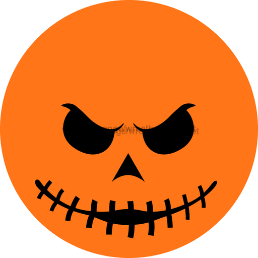 Wreath Sign Pumpkin Face Decoe-2358 For Round 10 Metal