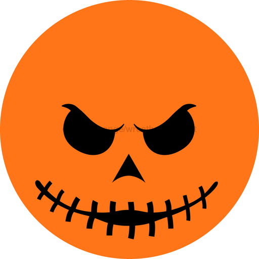 Wreath Sign Pumpkin Face Decoe-2358 For Round 18 Wood