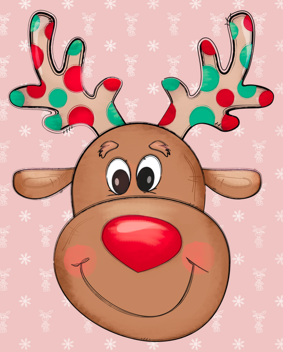 Wreath Sign, Reindeer Sign, Polka Dot Christmas Sign, 8x10"Metal Sign DECOE-683, Sign For Wreath, DecoExchange - DecoExchange