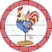 Wreath Sign, Rooster Sign, Patriotic Sign, 18" Wood Round  Sign DECOE-254, Sign For Wreath, DecoExchange