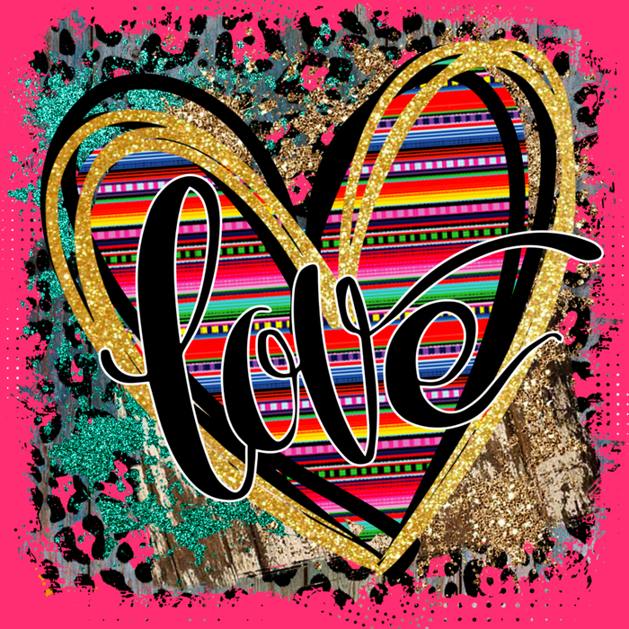 Wreath Sign, Serape Valentine Heart Sign, 10"x10" Metal Sign DECOE-243, Sign For Wreath, DecoExchange - DecoExchange