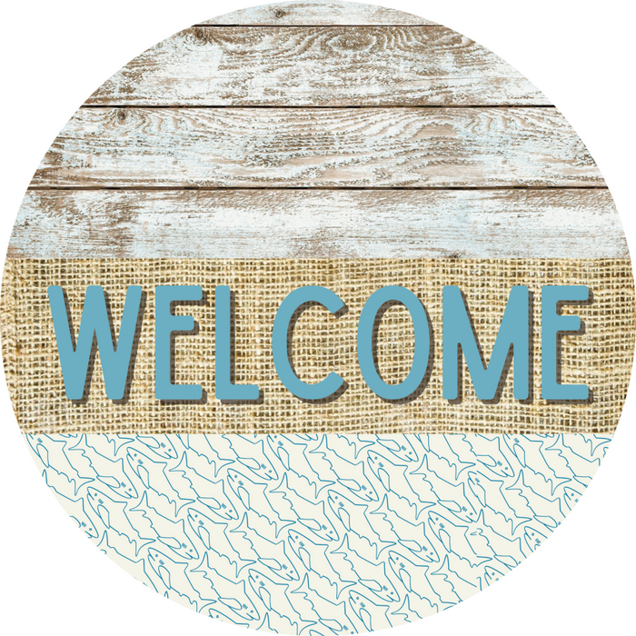 Wreath Sign, Shark Sign, Crustaceancore Sign, DECOE-2093, Sign For Wreath, Round Sign, DecoExchange - DecoExchange®