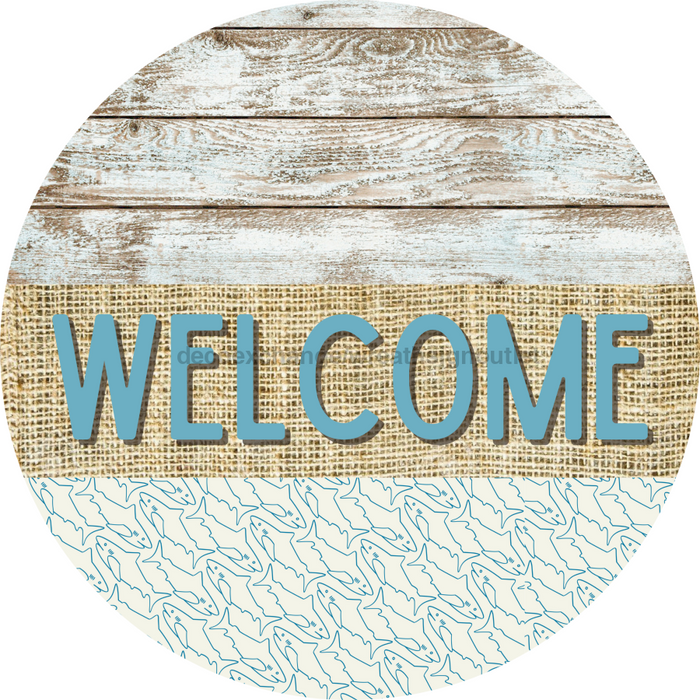 Wreath Sign, Shark Sign, Crustaceancore Sign, DECOE-2093, Sign For Wreath, Round Sign, DecoExchange - DecoExchange®