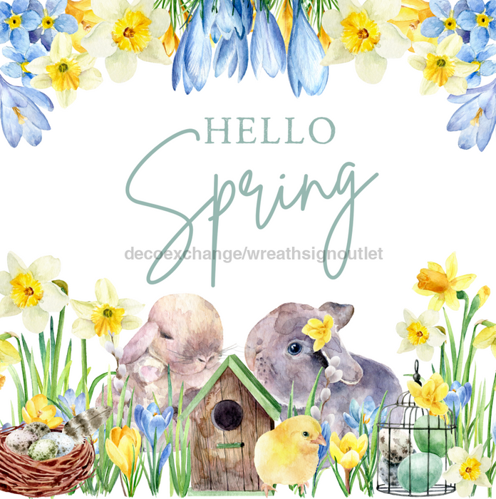 Wreath Sign, Spring Sign, 10"x10" Metal Sign DECOE-598, Sign For Wreath, DecoExchange - DecoExchange