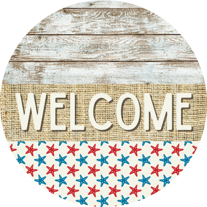 Wreath Sign, Starfish Sign, Crustaceancore Sign, DECOE-2091, Sign For Wreath, Round Sign, DecoExchange - DecoExchange®