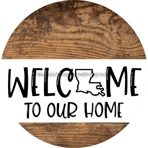 Wreath Sign State Welcome Louisiana Decoe-2351 For Round 10 Wood