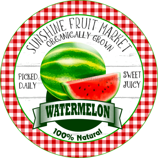 Wreath Sign, Summer Sign, Watermelon Sign, 10" Round Metal Sign DECOE-820, Sign For Wreath, DecoExchange - DecoExchange