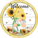 Wreath Sign, Sunflower Gnome, Welcome Sign, 10" Round Metal Sign DECOE-275, Sign For Wreath, DecoExchange - DecoExchange