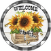 Wreath Sign, Sunflower Welcome Sign, 18" Wood Round  Sign DECOE-260, Sign For Wreath, DecoExchange