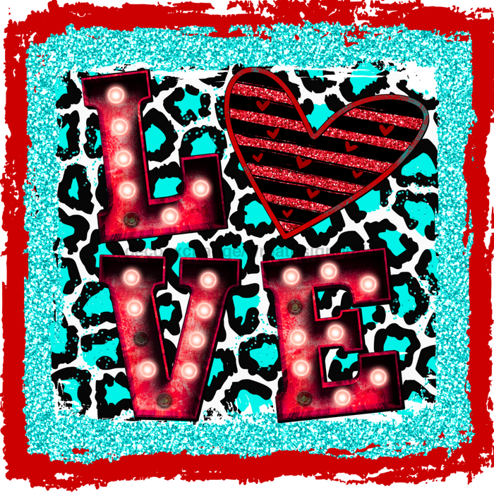 Wreath Sign, Teal Love Sign, Valentine Sign, 10"x10" Metal Sign, DECOE-994, Sign For Wreath, DecoExchange - DecoExchange