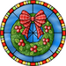 Wreath Sign, Traditional Wreath, Christmas Sign, Stained Glass, DECOE-1123, Sign For Wreath, DecoExchange - DecoExchange®