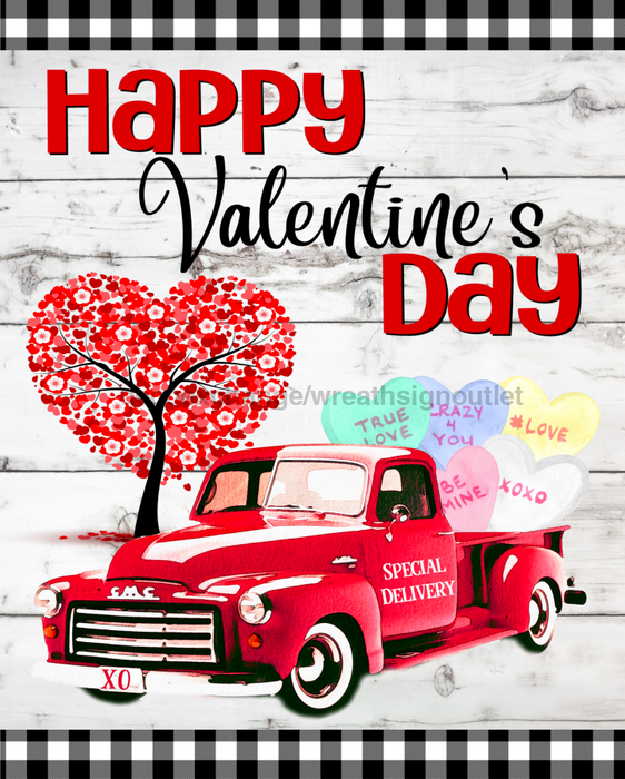 Wreath Sign, Valentine Truck, Valentine Sign, 8x10"Metal Sign DECOE-573, Sign For Wreath, DecoExchange - DecoExchange