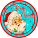 Wreath Sign, Vintage Santa Sign, 10" Round, Metal Sign, DECOE-712, DecoExchange, Sign For Wreath - DecoExchange
