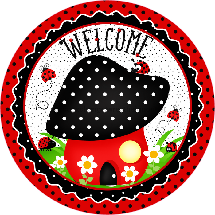 Wreath Sign, Welcome Sign, 10" Round Metal Sign DECOE-261, Sign For Wreath, DecoExchange - DecoExchange