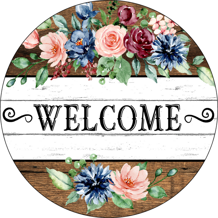 Wreath Sign, Welcome Sign, 18" Wood Round  Sign DECOE-259, Sign For Wreath, DecoExchange
